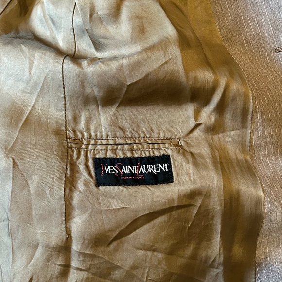 Vintage Yves Saint Laurent Men’s Button Front Tweed Suit Blazer Jacket Sz 42 Tan - Picture 7 of 15